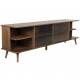 Grand Buffet Bas Rise Zuiver Meuble TV Bois et Vitre Bahut de Rangement 6 Espaces 40x55x180cm