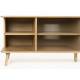 Grand Buffet Bas Rise Zuiver Meuble TV Bois et Vitre Bahut de Rangement 6 Espaces 40x55x180cm
