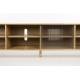 Grand Buffet Bas Rise Zuiver Meuble TV Bois et Vitre Bahut de Rangement 6 Espaces 40x55x180cm