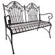 Banc Louison Banquette de Jardin en Acier Patiné Marron Mobilier Extérieur 2 Personnes 42x95x108cm