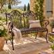 Banc Louison Banquette de Jardin en Acier Patiné Marron Mobilier Extérieur 2 Personnes 42x95x108cm