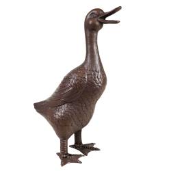 Canard Arthus Animal en Fonte Patinée Marron Décoration de Jardin Animal 17,5x25x39cm