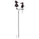 Superbe Pluviomètre à Piquer Tuteur Plante Décoration de Jardin Motif Corbeaux en Fer Patiné et Tube en Verre 23x29x130cm
