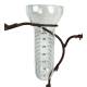 Superbe Pluviomètre à Piquer Tuteur Plante Décoration de Jardin Motif Corbeaux en Acier Patiné et Tube en Verre 12x30x140cm