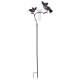 Superbe Pluviomètre à Piquer Tuteur Plante Décoration de Jardin Motif Chouettes en Fer Patiné et Tube en Verre 17x36x135cm