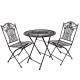 Salon de Jardin Gaspard Ensemble Table et 2 Chaises en Acier Marron Mobilier de Jardin