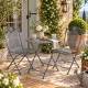 Salon de Jardin Gaspard Ensemble Table et 2 Chaises en Acier Gris Mobilier de Jardin