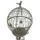 Cage Décorative sur Pied Jardinière en Acier Patiné Vert Support à Plantes 34x34x116cm