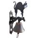 Cloche Chat en Fonte Clochette de Porte Murale Colorée Carillon Extérieur 14x24x45cm