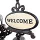 Cloche Welcome Carillon de Porte en Fonte Patinée Marron Décoration Extérieur Style Cottage 14x23,5x39cm