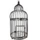 Cage Décorative GM Volière Décorative en Acier Patiné Marron Décoration de Jardin 28x28x58cm