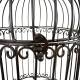 Cage Décorative GM Volière Décorative en Acier Patiné Marron Décoration de Jardin 28x28x58cm