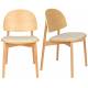 Lot de 2 Chaises Sunrise Zuiver Duo d'Assise de Table en Bois de Hêtre et Tissu Beige Style Scandinave 48,2x52,3x81,5cm