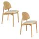 Lot de 2 Chaises Sunrise Zuiver Duo d'Assise de Table en Bois de Hêtre et Tissu Beige Style Scandinave 48,2x52,3x81,5cm