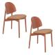 Lot de 2 Chaises Sunrise Zuiver Duo d'Assise de Table en Bois de Hêtre et Tissu Rouge Style Scandinave 48,2x52,3x81,5cm