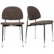 Lot de 2 Chaises Sunrise Zuiver Duo d'Assise de Table en Acier et Tissu Marron Style Rétro 48x52,3,80,5cm