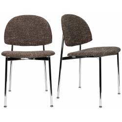 Lot de 2 Chaises Sunrise Zuiver Duo d'Assise de Table en Acier et Tissu Marron Style Rétro 48x52,3,80,5cm
