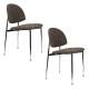 Lot de 2 Chaises Sunrise Zuiver Duo d'Assise de Table en Acier et Tissu Marron Style Rétro 48x52,3,80,5cm