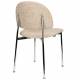 Lot de 2 Chaises Sunrise Zuiver Duo d'Assise de Table en Acier et Tissu Beige Style Rétro 48x52,3x80,5cm