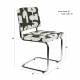 Duo de Chaises Ridge Deco Symboles Zuiver Lot de Deux Sièges en Acier Chromé et Tissu Chiné Tons Vert 48x50x85cm