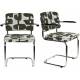 Lot de 2 Fauteuils de Table Ridge Deco Symbols Zuiver Duo d'Assise en Acier et Tissu à Symbole Design Retro 48x60x85cm