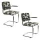 Lot de 2 Fauteuils de Table Ridge Deco Symbols Zuiver Duo d'Assise en Acier et Tissu à Symbole Design Retro 48x60x85cm