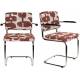 Lot de 2 Fauteuils de Table Ridge Deco Symbols Zuiver Duo d'Assise en Acier et Tissu à Symbole Design Retro 48x60x85cm