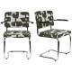 Lot de 2 Fauteuils de Table Ridge Kink Deco Symbols Zuiver Duo d'Assise en Acier et Tissu à Symbole Design Retro 48x60x85cm