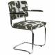 Lot de 2 Fauteuils de Table Ridge Kink Deco Symbols Zuiver Duo d'Assise en Acier et Tissu à Symbole Design Retro 48x60x85cm