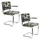 Lot de 2 Fauteuils de Table Ridge Kink Deco Symbols Zuiver Duo d'Assise en Acier et Tissu à Symbole Design Retro 48x60x85cm