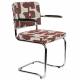 Lot de 2 Fauteuils de Table Ridge Kink Deco Symbols Zuiver Duo d'Assise en Acier et Tissu à Symbole Design Retro 48x60x85cm
