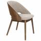 Chaise Velore Dutchbone Assise de Repas en Hévéa et Tissu Beige Mobilier Design 49x58x78cm
