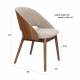 Chaise Velore Dutchbone Assise de Repas en Hévéa et Tissu Beige Mobilier Design 49x58x78cm