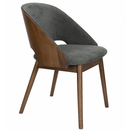 Chaise Velore Dutchbone Assise de Repas en Hévéa et Tissu Vert Mobilier Design 49x58x78cm
