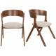 Lot de 2 Chaises Bresso Dutchbone Duo d'Assise d'Hévéa et Tissu Beige Mobilier Vintage 54x56,5x77cm