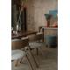 Lot de 2 Chaises Bresso Dutchbone Duo d'Assise d'Hévéa et Tissu Beige Mobilier Vintage 54x56,5x77cm
