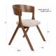 Lot de 2 Chaises Bresso Dutchbone Duo d'Assise d'Hévéa et Tissu Beige Mobilier Vintage 54x56,5x77cm