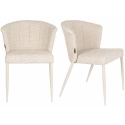 Lot de Deux Chaises Georgia Soft Dutchbone Duo d'Assises en Tissu Beige et Acier Beige Fauteuils de Table 60x62x78cm