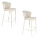 Lot de Deux Chaises de Bar Georgia Soft Dutchbone Duo de Tabourets en Tissu Beige et Acier Beige Assises de Bar 54x56x101cm
