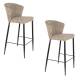 Lot de Deux Chaises de Bar Georgia Soft Dutchbone Duo de Tabourets en Tissu Marron et Acier Marron Assises de Bar 54x56x101cm