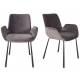 Lot de 2 Chaises Design Brit Zuiver Fauteuil de Table Gris en Tissu et Acier 59x62x79cm