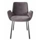 Lot de 2 Chaises Design Brit Zuiver Fauteuil de Table Gris en Tissu et Acier 59x62x79cm
