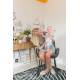 Lot de 2 Chaises Design Brit Zuiver Fauteuil de Table Gris en Tissu et Acier 59x62x79cm