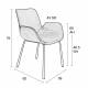 Lot de 2 Chaises Design Brit Zuiver Fauteuil de Table Gris en Tissu et Acier 59x62x79cm