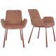 Lot de 2 Chaises Design Brit Zuiver Fauteuil de Table Rouge en Tissu et Acier 59x62x79cm