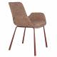 Lot de 2 Chaises Design Brit Zuiver Fauteuil de Table Rouge en Tissu et Acier 59x62x79cm