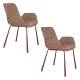 Lot de 2 Chaises Design Brit Zuiver Fauteuil de Table Rouge en Tissu et Acier 59x62x79cm