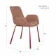 Lot de 2 Chaises Design Brit Zuiver Fauteuil de Table Rouge en Tissu et Acier 59x62x79cm