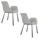 Lot de 2 Chaises Design Brit Zuiver Fauteuil de Table Gris Clair en Tissu et Acier 59x62x79cm