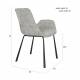 Lot de 2 Chaises Design Brit Zuiver Fauteuil de Table Gris Clair en Tissu et Acier 59x62x79cm